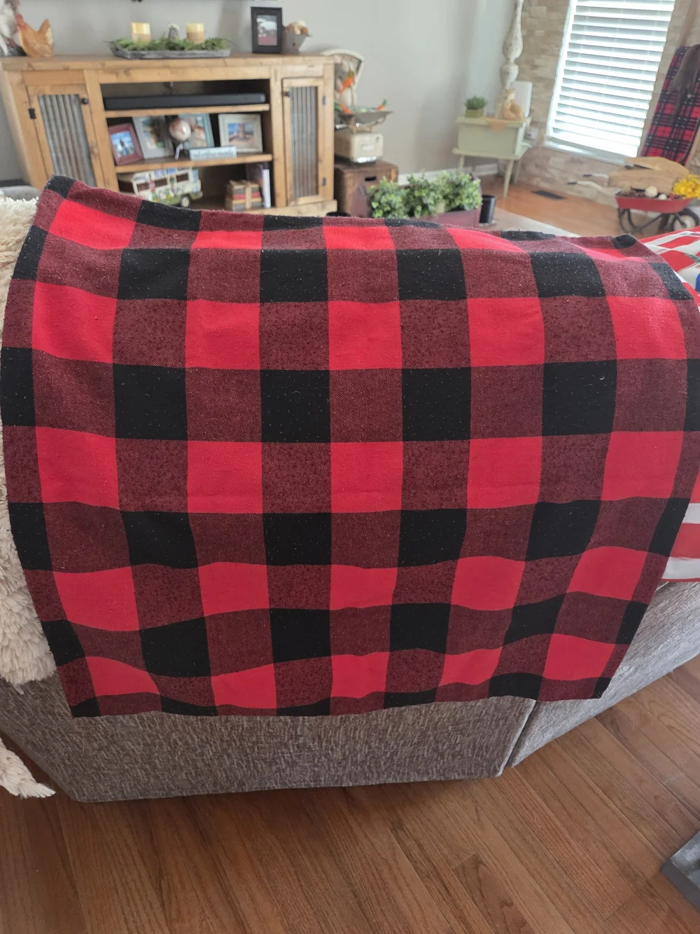 Festive Buffalo Check Holiday Pillow Covers 24x24 - Red & Black